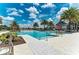 Resort-style pool with palm trees, comfortable seating, and clear blue water at 2806 Starwood Ct, Lakewood Ranch, FL 34211