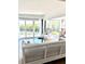 Relaxing living area showcasing comfortable seating and picturesque water views through sliding glass doors at 36 N Starboard Dr, Venice, FL 34285