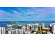 Panoramic aerial view showcases the city skyline, waterfront, and surrounding landscape at 50 Central Ave # 17Phd, Sarasota, FL 34236