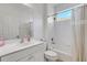 The bathroom features a shower and tub combination, a neutral sink, and white walls at 5633 Key Largo Ct # B-08, Bradenton, FL 34203