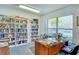 Bright office with shelves, dark desk, and large windows provide ample light at 7876 Eagle Creek Dr, Sarasota, FL 34243