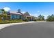 Inviting community clubhouse exterior with a well-maintained lawn and ample parking at 8229 Grande Shores Dr, Sarasota, FL 34240