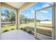 Screened patio with view of backyard and distant trees at 9106 Yarberry St, Sarasota, FL 34240