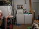 A utility area with washer and dryer hookups and extra storage, ideal for laundry needs and organizational solutions at 9835 El Camino Real Ave, Port Richey, FL 34668