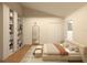 Bright bedroom featuring built-in shelving, stylish decor, and ample natural light at 12541 Estrella Blvd, Punta Gorda, FL 33955