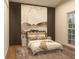 Cozy main bedroom featuring unique headboard, built in storage and scenic mountain wall decor at 12541 Estrella Blvd, Punta Gorda, FL 33955