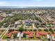 Expansive aerial view showcasing townhomes surrounded by lush greenery and the serene bay in the distance at 1302 58Th W St, Bradenton, FL 34209