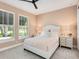 A serene bedroom with neutral colors, two windows and a modern ceiling fan at 2246 Webber St, Sarasota, FL 34239