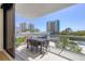Beautiful balcony with dining table and city views at 300 S Pineapple Ave # 302, Sarasota, FL 34236