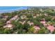 Aerial view of a residential community with lush greenery, mature trees, and a glimpse of a nearby body of water at 3605 Quail Hollow Ln, Bradenton, FL 34210