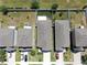 An aerial view showcases backyard layouts and surrounding neighborhood homes and lawns of a residential community at 4722 Lindever Ln, Palmetto, FL 34221