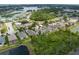 Enjoy community living with this stunning aerial view, showcasing the neighborhood's serene lake and lush landscaping at 5209 Lansdowne Way, Palmetto, FL 34221