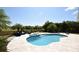 Backyard view featuring a custom pool area, lush landscaping, and open views at 8121 Snowy Egret Pl, Bradenton, FL 34202