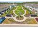 Aerial view highlighting the walking path that connects townhomes in this charming and well-maintained community at 8545 Daybreak St, Sarasota, FL 34241