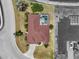 Bird's eye view of home with pool and nicely maintained surrounding properties at 9012 Province St, Sarasota, FL 34240
