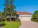 Charming single-story home boasts a well-manicured lawn, brick driveway and a tile roof at 1313 Thornapple Dr, Osprey, FL 34229