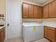 Laundry room features a washer and dryer with storage cabinets at 2525 Vaccaro Dr, Sarasota, FL 34231