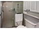 Bathroom featuring tiled shower and toilet in a bright, clean space at 625 30Th W Ave # G210, Bradenton, FL 34205