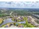 Overhead view of beautiful community homes surrounding a pond with well-manicured lawns at 7418 61St E St, Palmetto, FL 34221