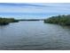 Scenic water view featuring a sleek boat cruising along a tranquil waterway surrounded by lush greenery at 1680 Lemon Bay Dr, Venice, FL 34293