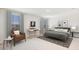 Primary bedroom featuring a well-lit space, a sleek desk area, and calming tones throughout at 17255 Whiskey Creek Trl, Parrish, FL 34219