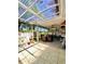 Covered outdoor patio with dining table set and ceiling fans for comfort at 3325 Honeymoon Ln, Holiday, FL 34691