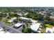 Aerial view of condo buildings, parking lots and mature trees surrounding a lake with a fountain at 564 Lakeside Dr # 564, Bradenton, FL 34210