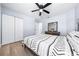 Comfortable bedroom with ceiling fan, and closet at 6698 Acmar Ct, North Port, FL 34287