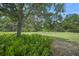 A view of the expansive backyard, framed by mature trees, providing natural beauty and privacy at 7659 Trillium Blvd, Sarasota, FL 34241