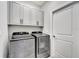 Laundry room with gray cabinets and modern appliances at 8123 Wawana Rd, North Port, FL 34287