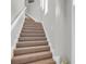Carpeted staircase with white railings leads upstairs with plenty of natural light at 927 River Basin Ct # 201C, Bradenton, FL 34212