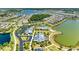 High angle of the community pool and amenity center by the lake at 1007 Waterline Ct, Sarasota, FL 34240