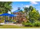 Community playground features a climbing structure, picnic tables, and sunshades for resident enjoyment at 11634 Piedmont Park Xing, Bradenton, FL 34211