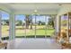 Relaxing sunroom with floor-to-ceiling windows offering panoramic views of the lush golf course at 3412 E Chelmsford Ct # 42, Sarasota, FL 34235