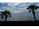 Stunning waterfront view with silhouetted palm trees against the sparkling water at 3420 Wild Oak Bay Blvd # 120, Bradenton, FL 34210