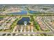 Beautiful aerial view of the homes and lake in a well-maintained neighborhood at 4016 Azurite Way, Bradenton, FL 34211