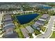 Aerial view of a serene neighborhood with houses surrounding a beautiful lake at 4815 Deep Creek Ter, Parrish, FL 34219