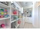 Walk-in pantry with custom shelves, sink, and ample storage space for organizing kitchen essentials at 4815 W Sunset Blvd, Tampa, FL 33629