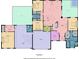 Detailed floor plan showcasing layout of rooms, including bedrooms, kitchen, living, garage and outdoor living at 7420 Tuttle Ave, Sarasota, FL 34243