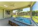 The hot tub is a relaxing outdoor feature, perfect for enjoying the lush backyard view at 7420 Tuttle Ave, Sarasota, FL 34243