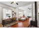 The dining area flows into the living room in a stylish space at 815 Hand Ave, Sarasota, FL 34232