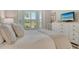 Bright bedroom with large windows, a cozy bed, and views of the manicured outdoor scenery at 9470 High Gate Dr # 2213, Sarasota, FL 34238