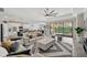 Spacious living area blending seamlessly with kitchen and dining, featuring a water view at 13587 Vancanza Dr, Venice, FL 34293