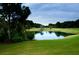 Scenic pond surrounded by lush greenery and mature trees, offering a peaceful and serene atmosphere at 2111 Muskogee Trl, Nokomis, FL 34275