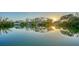 Scenic waterfront view reflecting surrounding homes and trees at sunset, offering serene vistas at 244 Cedar Park Cir, Sarasota, FL 34242
