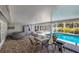 Relaxing screened in pool area with hot tub and dining set offers a perfect outdoor living space at 2723 59Th St, Sarasota, FL 34243