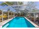 Screened-in pool offers a refreshing escape with clear blue water and surrounding green landscaping at 2723 59Th St, Sarasota, FL 34243