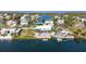 Beautiful aerial view of a waterfront home surrounded by lush greenery and peaceful waterways at 3416 Crape Myrtle Dr, Hernando Beach, FL 34607