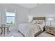 Comfortable bedroom featuring a plush bed, side table, and a window with natural light at 6203 Grandview Hill Ct, Bradenton, FL 34203