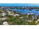 Aerial view showcasing the home's waterfront location and expansive property at 6343 Hollywood Blvd, Sarasota, FL 34231